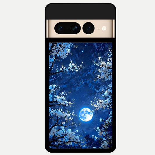  Blossom Moonlight Sky Glass Case For Google Pixel 7 Pro back cover – full design glossy printed glass finish