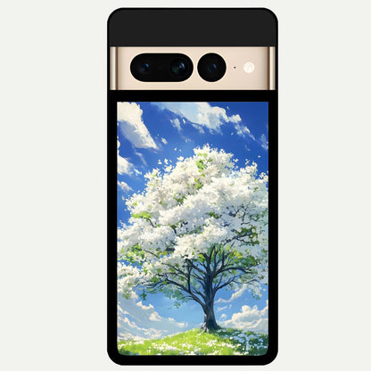  Blossom Sky Serenity Glass Case For Google Pixel 7 Pro back cover – full design glossy printed glass finish