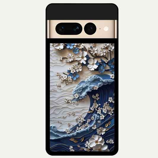 Blossom Wave Art Glass Case For Google Pixel 7 Pro back cover – full design glossy printed glass finish