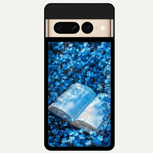  Blue Bloom Tales Glass Case For Google Pixel 7 Pro back cover – full design glossy printed glass finish