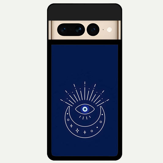  Blue Evil Eye Glass Case For Google Pixel 7 Pro back cover – full design glossy printed glass finish