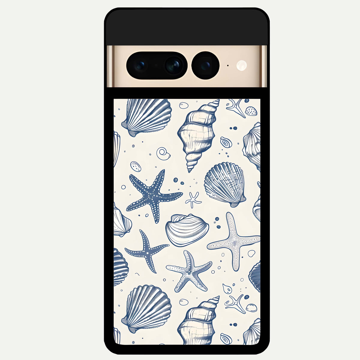  Blue Ocean Outline Glass Case For Google Pixel 7 Pro back cover – full design glossy printed glass finish