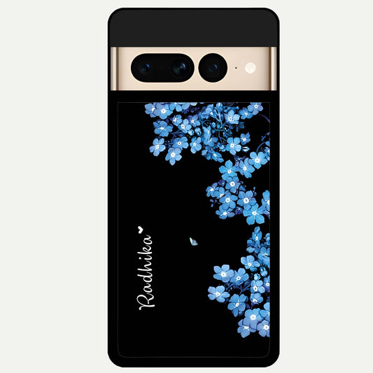  Blue Petal Dream Custom Name Glass Case For Google Pixel 7 Pro back cover – full design glossy printed glass finish