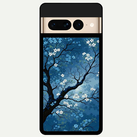  Blue Tree Serenity Glass Case For Google Pixel 7 Pro back cover – full design glossy printed glass finish