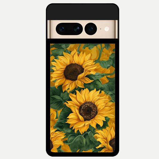  Bright Sunflower Bloom Glass Case For Google Pixel 7 Pro back cover – full design glossy printed glass finish