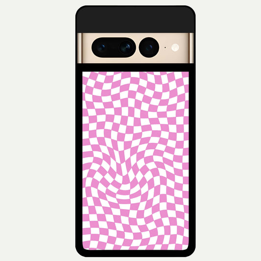  Bubblegum Check Wave Glass Case For Google Pixel 7 Pro back cover – full design glossy printed glass finish