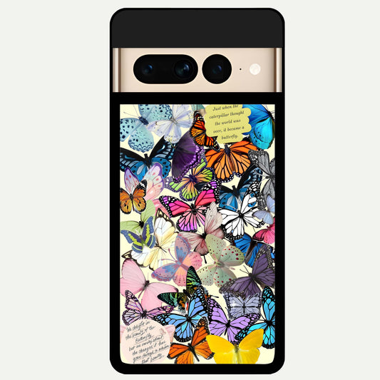  Butterflies Petal Dream Glass Case For Google Pixel 7 Pro back cover – full design glossy printed glass finish