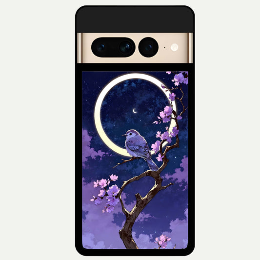  Celestial Bird Blossom Glass Case For Google Pixel 7 Pro back cover – full design glossy printed glass finish
