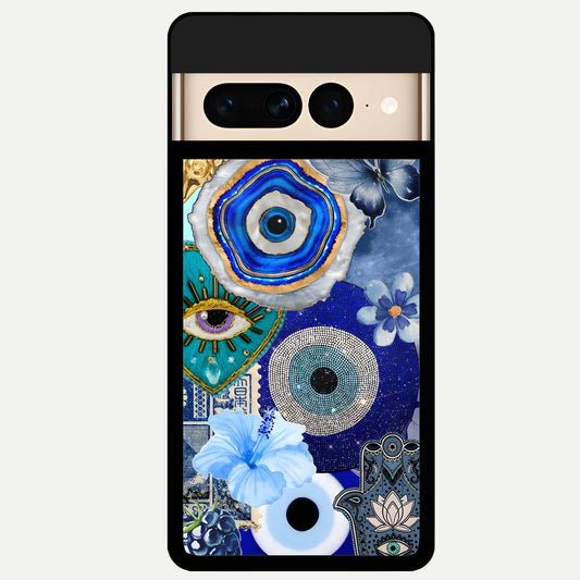  Celestial Blue Vision Glass Case For Google Pixel 7 Pro back cover – full design glossy printed glass finish