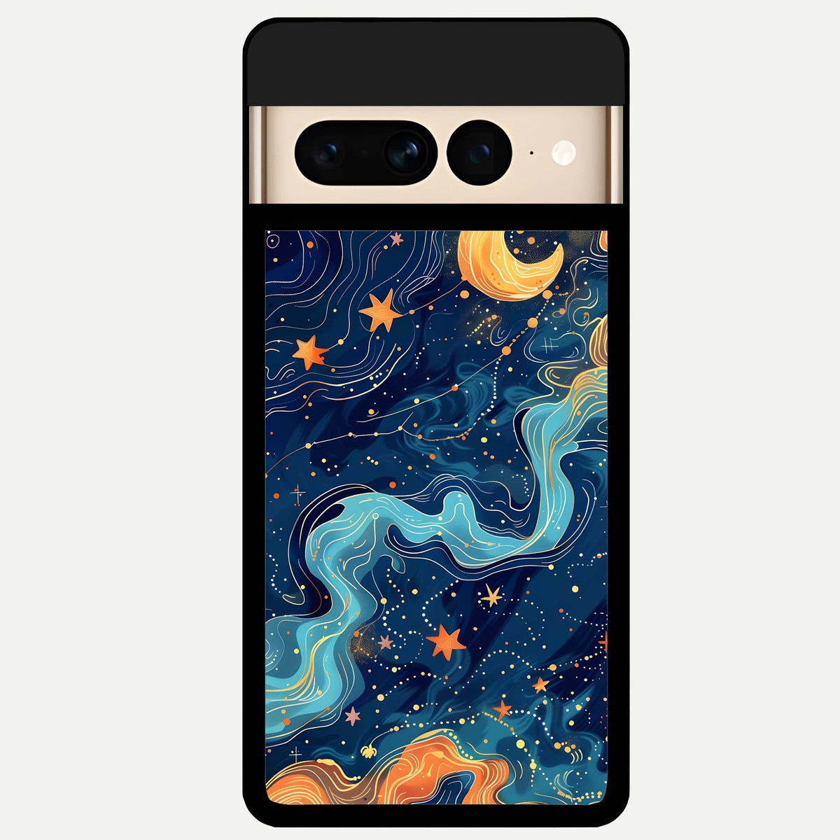  Celestial Dream Flow Glass Case For Google Pixel 7 Pro back cover – full design glossy printed glass finish