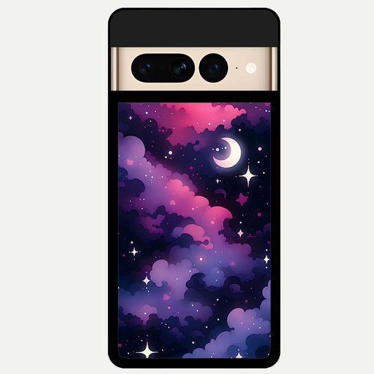  Celestial Moon Magic Glass Case For Google Pixel 7 Pro back cover – full design glossy printed glass finish