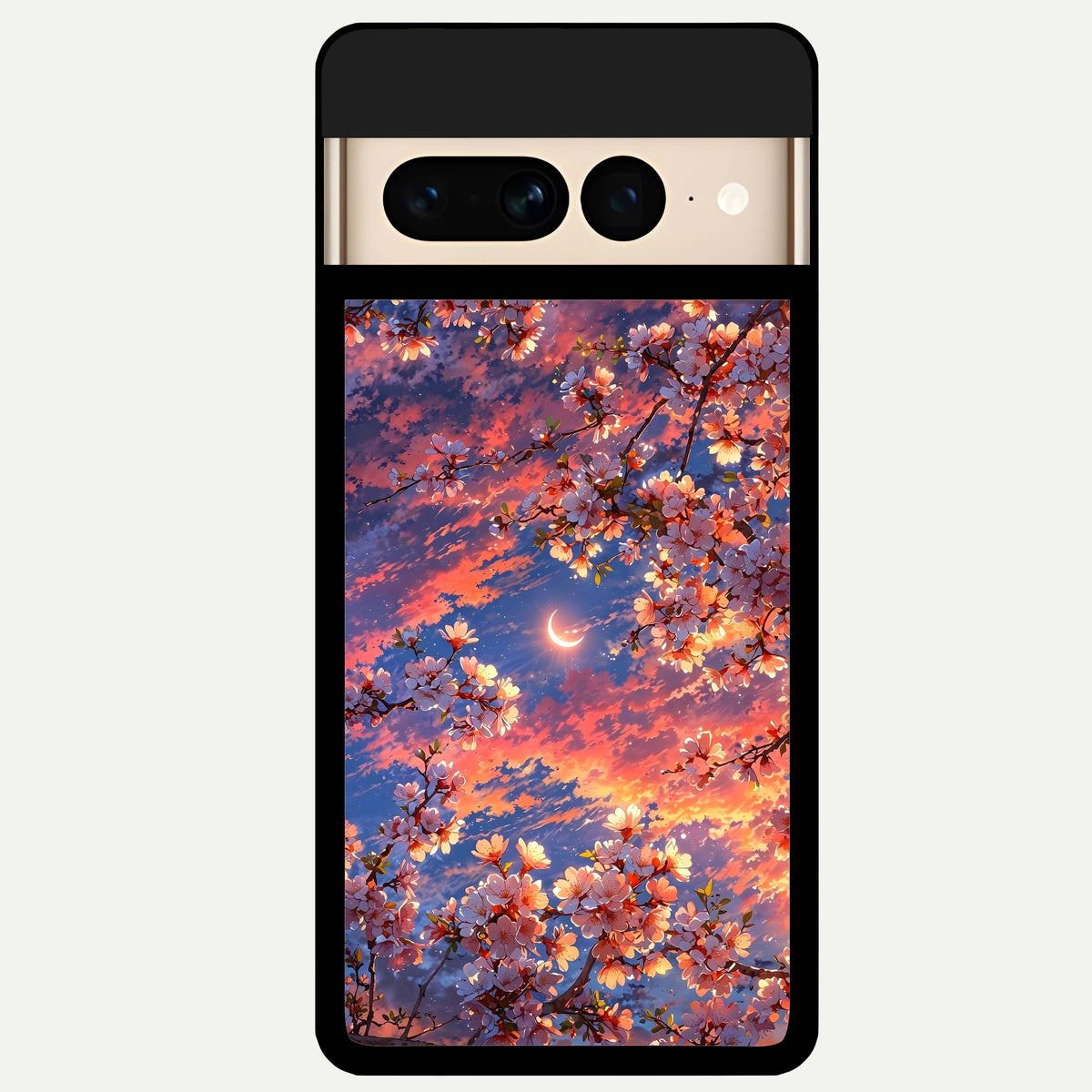  Celestial Sakura Sunset Glass Case For Google Pixel 7 Pro back cover – full design glossy printed glass finish