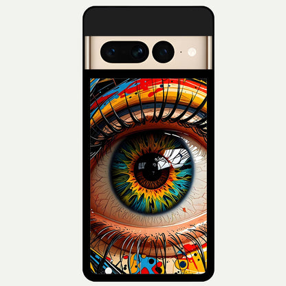  Colorful Eye Glass Case For Google Pixel 7 Pro back cover – full design glossy printed glass finish