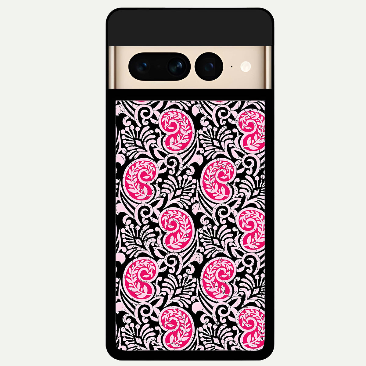  Crimson Paisley Charm Glass Case For Google Pixel 7 Pro back cover – full design glossy printed glass finish
