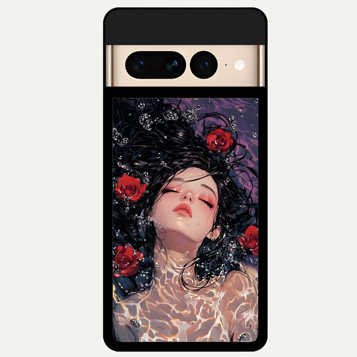  Crimson Rose Serenity Glass Case For Google Pixel 7 Pro back cover – full design glossy printed glass finish