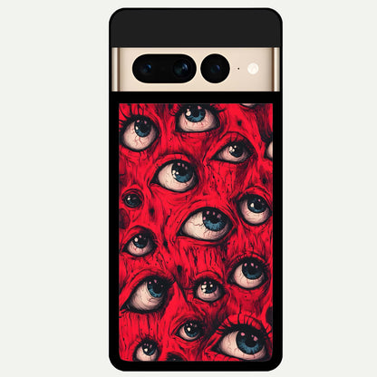  Crimson Watch Eyes Glass Case For Google Pixel 7 Pro back cover – full design glossy printed glass finish