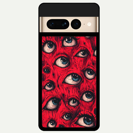  Crimson Watch Eyes Glass Case For Google Pixel 7 Pro back cover – full design glossy printed glass finish