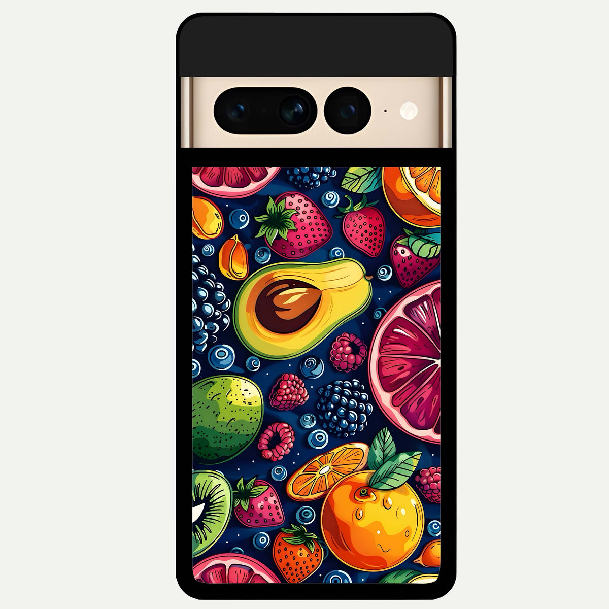  Cute Fruits Art Glass Case For Google Pixel 7 Pro back cover – full design glossy printed glass finish