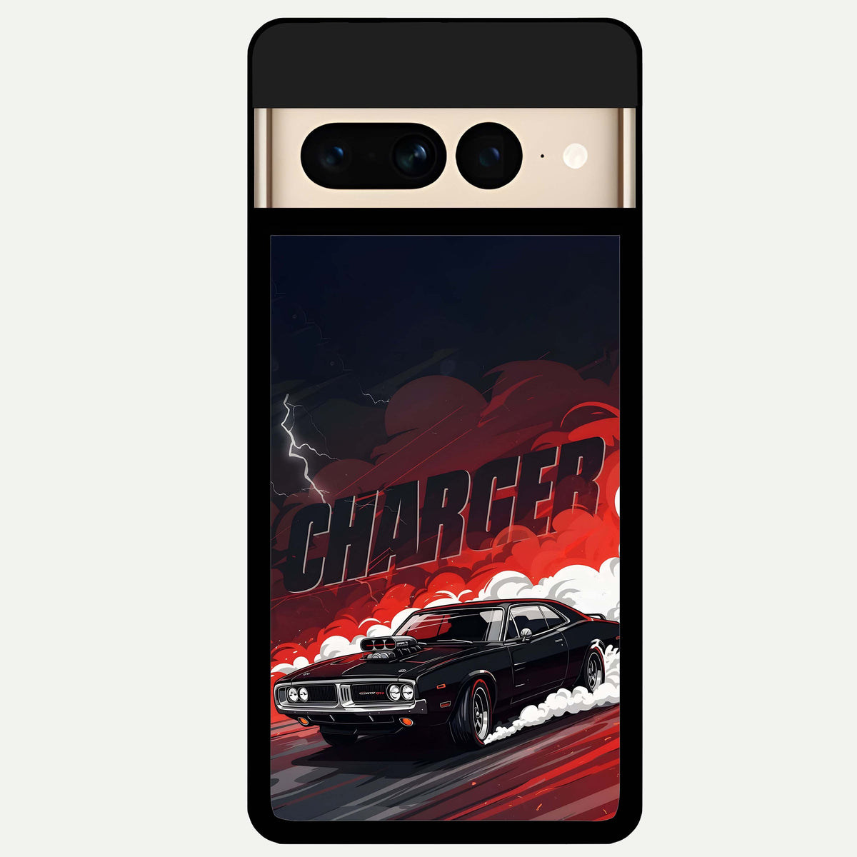  Dark Charger Fury Glass Case For Google Pixel 7 Pro back cover – full design glossy printed glass finish