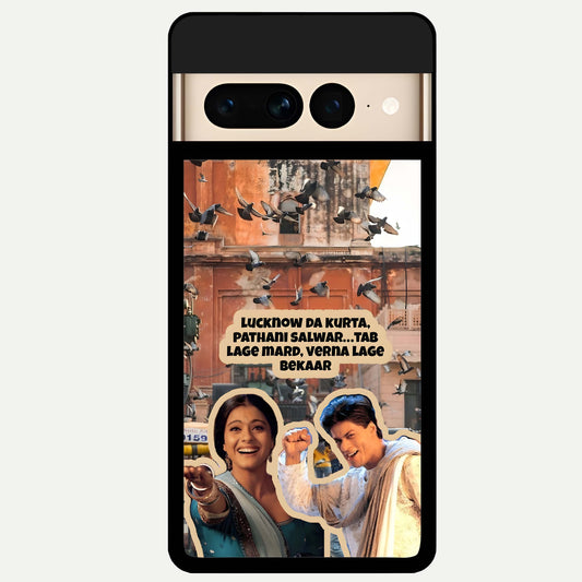  Desi Retro Vibes Glass Case For Google Pixel 7 Pro back cover – full design glossy printed glass finish