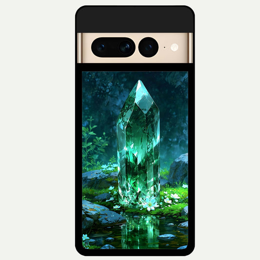  Emerald Light Crystal Glass Case For Google Pixel 7 Pro back cover – full design glossy printed glass finish