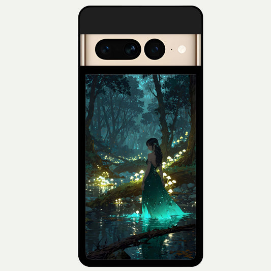  Enchanted Forest Glow Glass Case For Google Pixel 7 Pro back cover – full design glossy printed glass finish