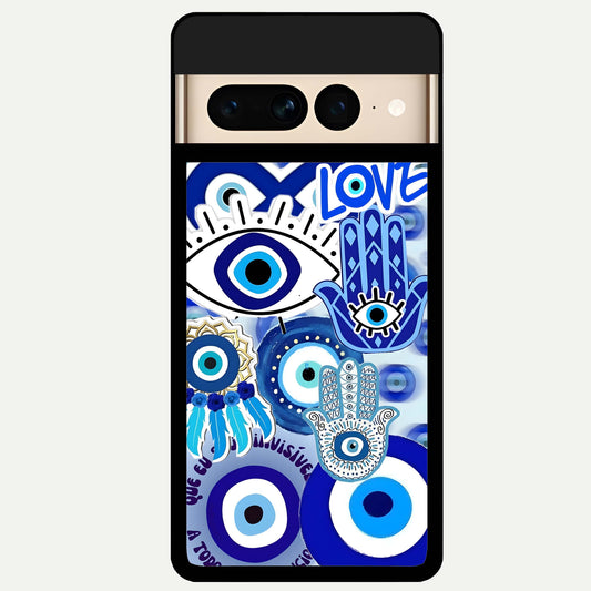  Evil Eyes Dream Glass Case For Google Pixel 7 Pro back cover – full design glossy printed glass finish