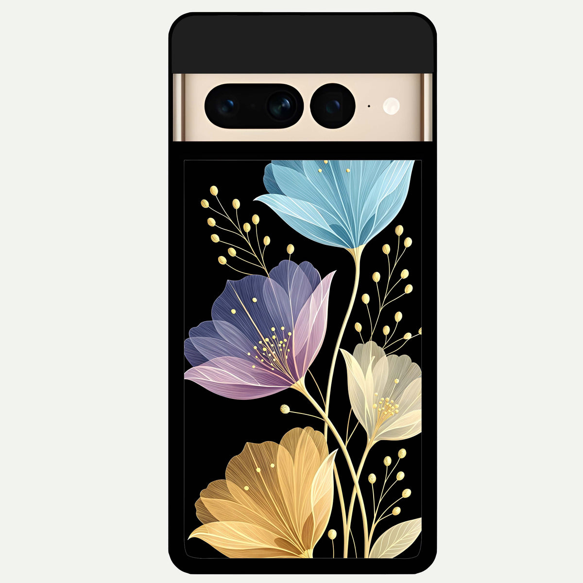  Flower Bloom Glow Glass Case For Google Pixel 7 Pro back cover – full design glossy printed glass finish