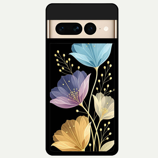 Flower Bloom Glow Glass Case For Google Pixel 7 Pro back cover – full design glossy printed glass finish