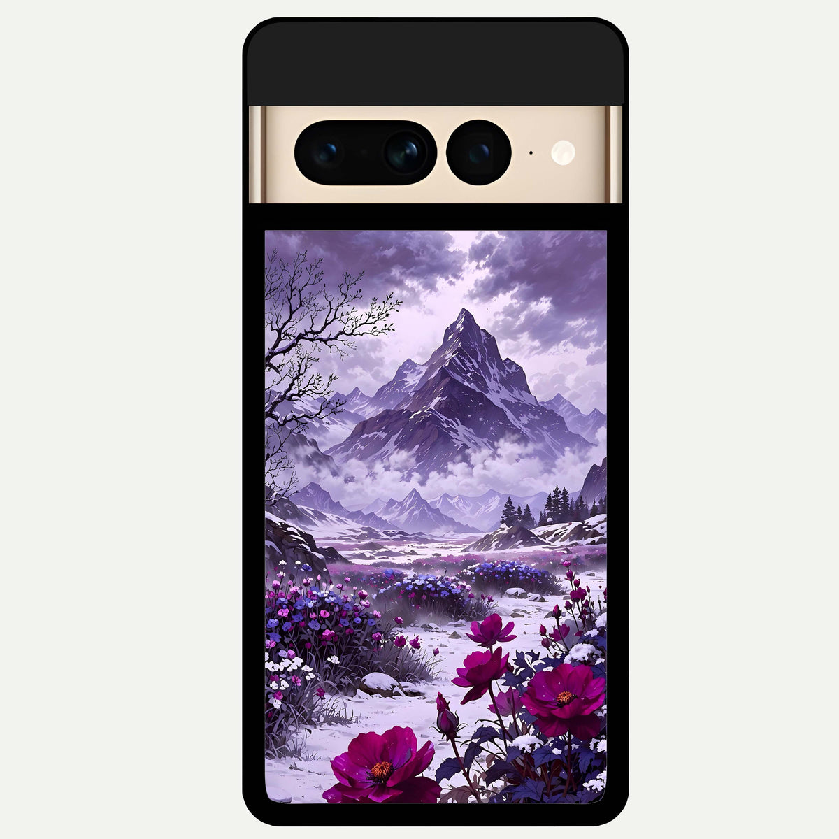  Flower Mountain View Glass Case For Google Pixel 7 Pro back cover – full design glossy printed glass finish
