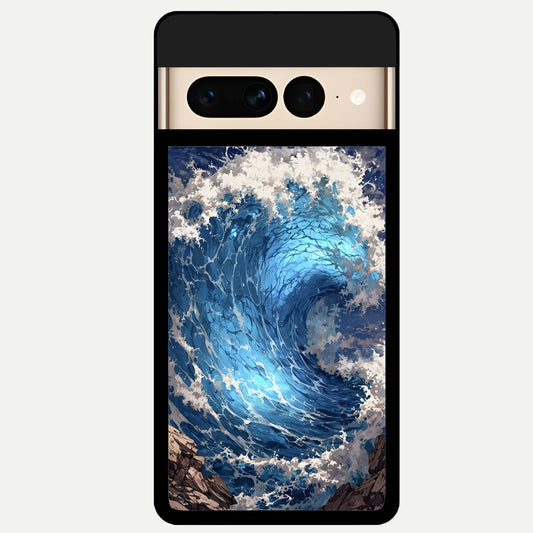  Giant Ocean Wave Glass Case For Google Pixel 7 Pro back cover – full design glossy printed glass finish