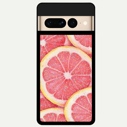  Glitter Grapefruit Glass Case For Google Pixel 7 Pro back cover – full design glossy printed glass finish