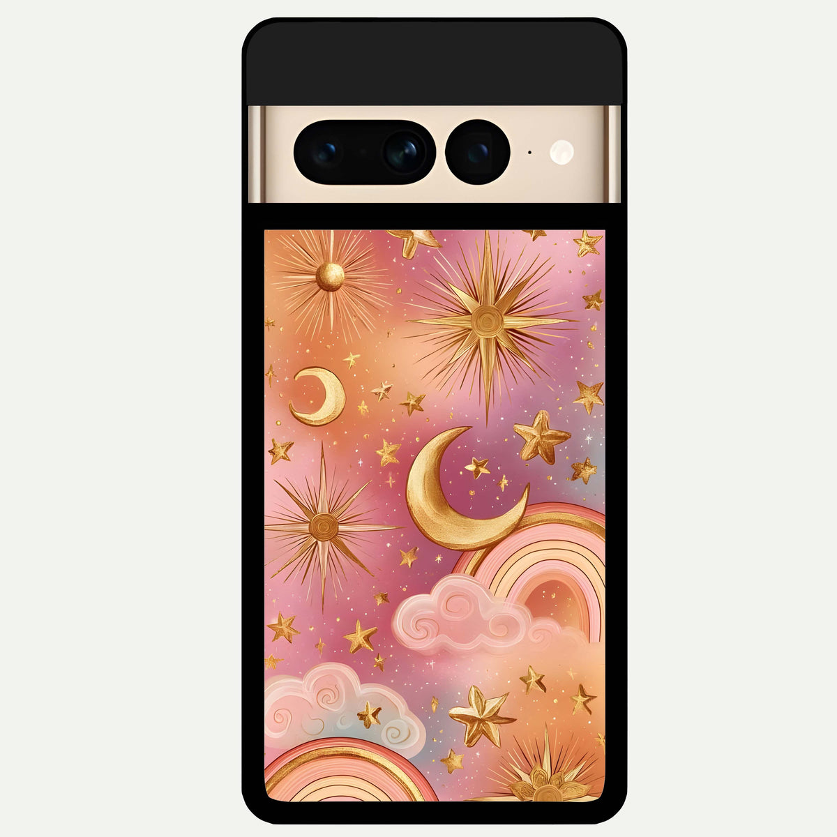  Golden Celestial Dreams Glass Case For Google Pixel 7 Pro back cover – full design glossy printed glass finish