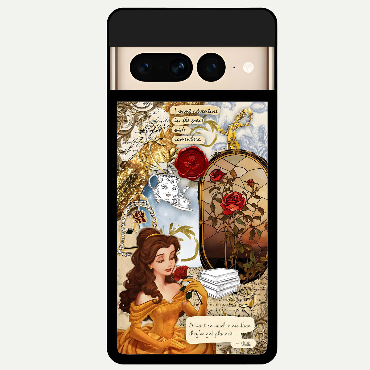  Golden Dream Belle Glass Case For Google Pixel 7 Pro back cover – full design glossy printed glass finish