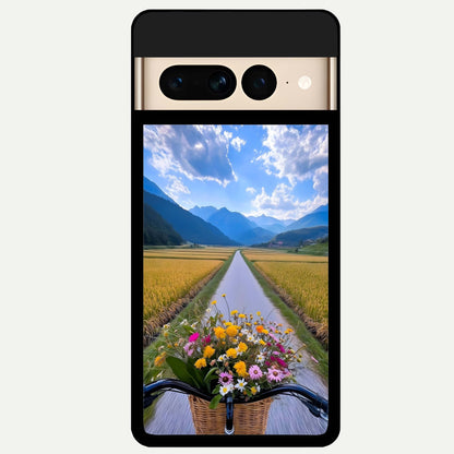 Golden Field Journey Glass Case For Google Pixel 7 Pro back cover – full design glossy printed glass finish