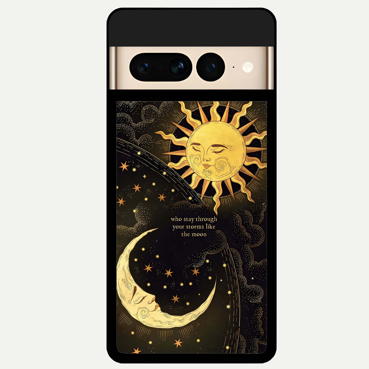  Golden Lunar Love Glass Case For Google Pixel 7 Pro back cover – full design glossy printed glass finish