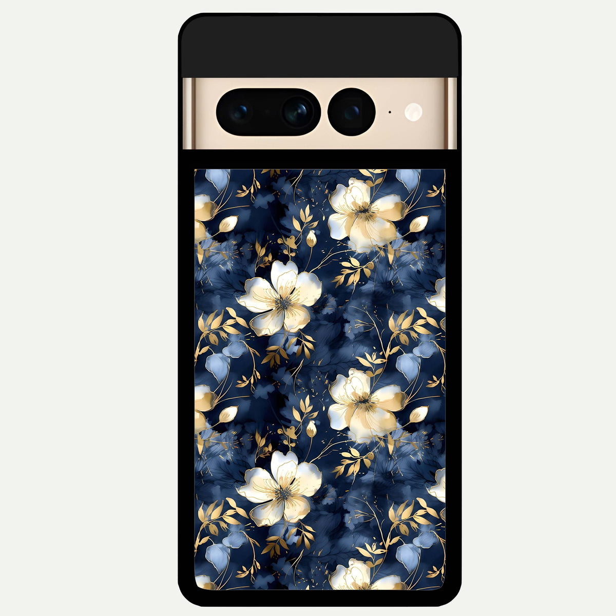  Golden Midnight Bloom Glass Case For Google Pixel 7 Pro back cover – full design glossy printed glass finish