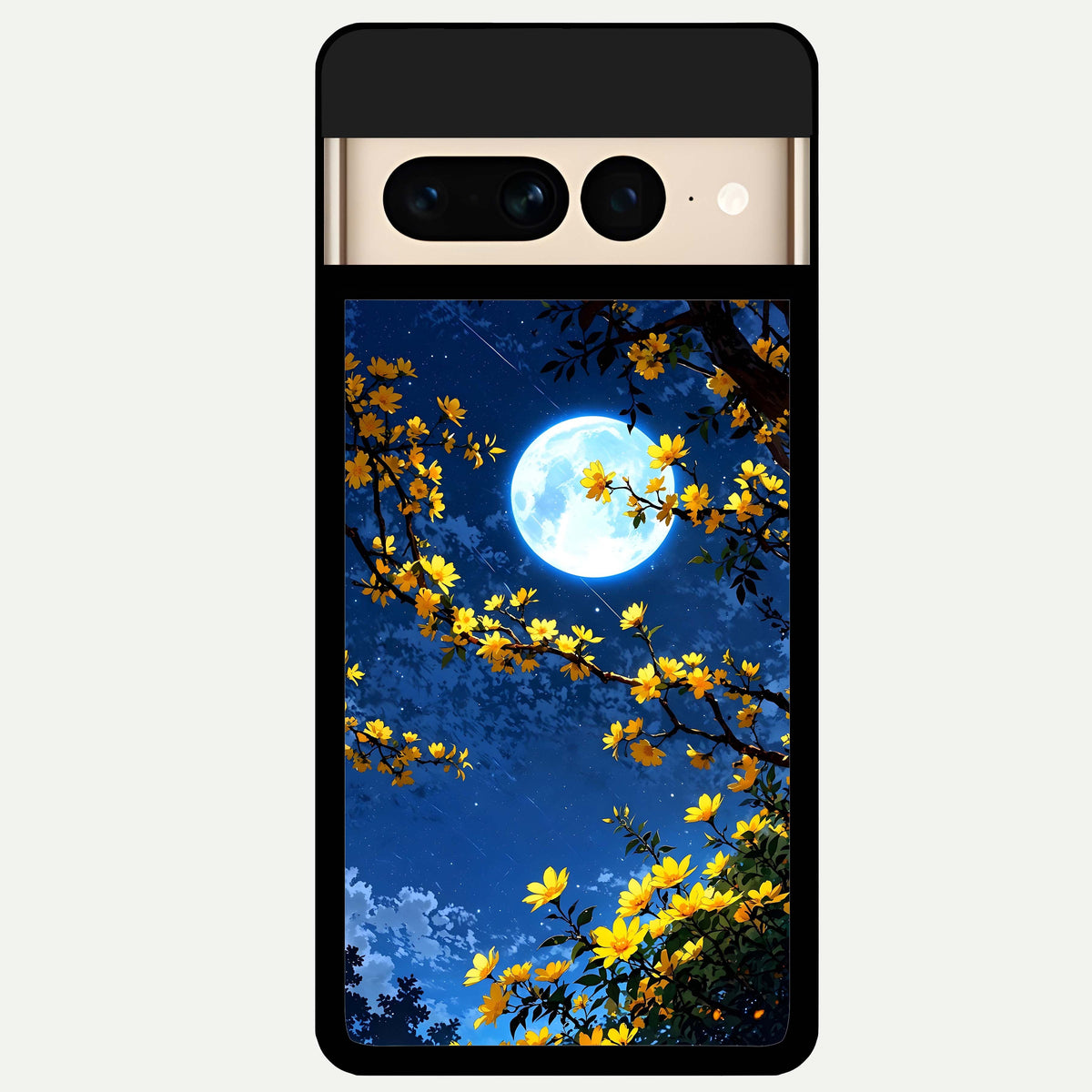  Golden Night Glow Glass Case For Google Pixel 7 Pro back cover – full design glossy printed glass finish