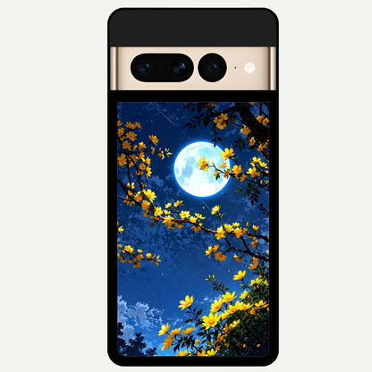 Golden Night Glow Glass Case For Google Pixel 7 Pro back cover – full design glossy printed glass finish