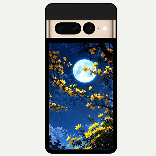  Golden Night Glow Glass Case For Google Pixel 7 Pro back cover – full design glossy printed glass finish