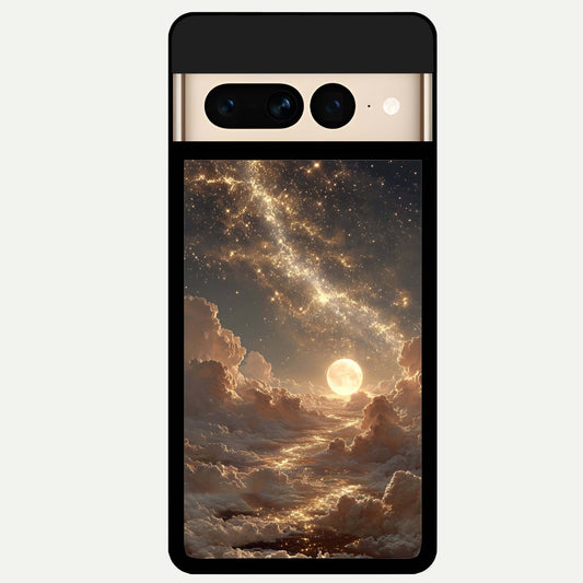  Golden Sky Dream Glass Case For Google Pixel 7 Pro back cover – full design glossy printed glass finish