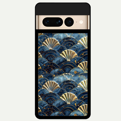  Golden Wave Luxe Glass Case For Google Pixel 7 Pro back cover – full design glossy printed glass finish