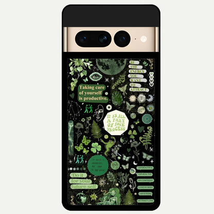  Green Mandala Pattern Glass Case For Google Pixel 7 Pro back cover – full design glossy printed glass finish
