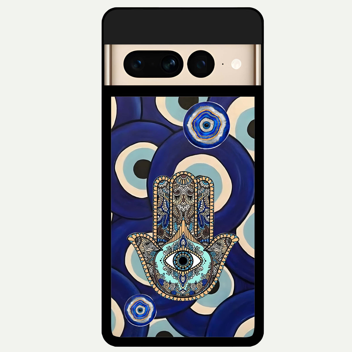  Hamsa Divine Guard Glass Case For Google Pixel 7 Pro back cover – full design glossy printed glass finish