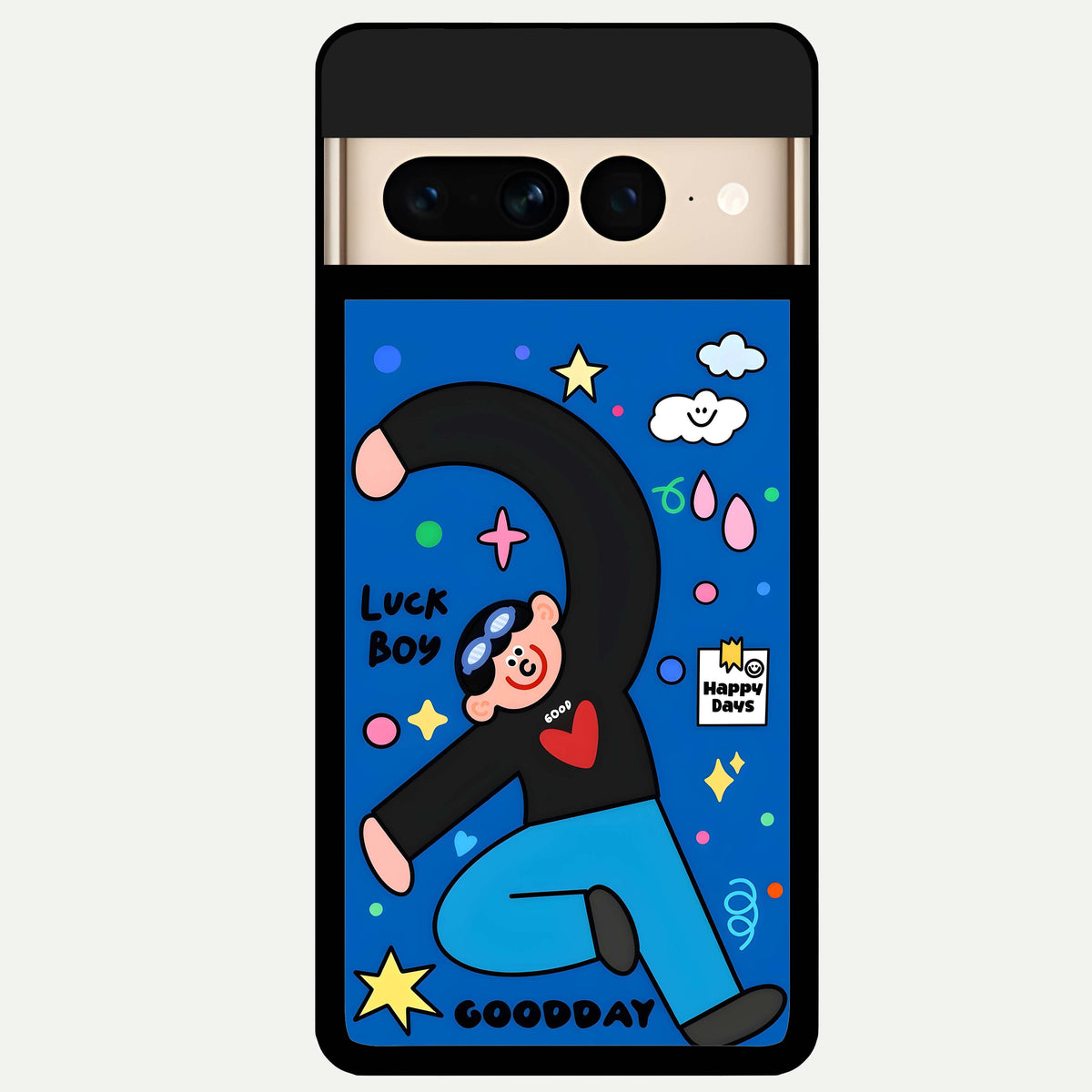  Happy Luck Vibe Glass Case For Google Pixel 7 Pro back cover – full design glossy printed glass finish