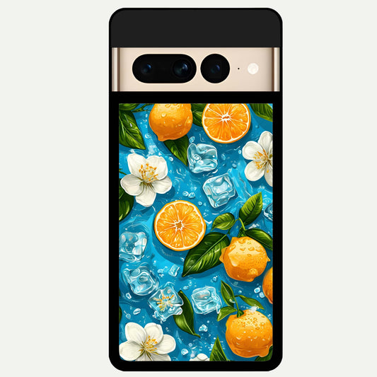  Ice Cube With Orange Glass Case For Google Pixel 7 Pro back cover – full design glossy printed glass finish