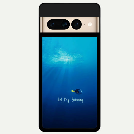  Just Keep Swimming Glass Case For Google Pixel 7 Pro back cover – full design glossy printed glass finish
