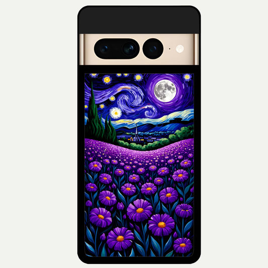  Lavender Moon Field Glass Case For Google Pixel 7 Pro back cover – full design glossy printed glass finish