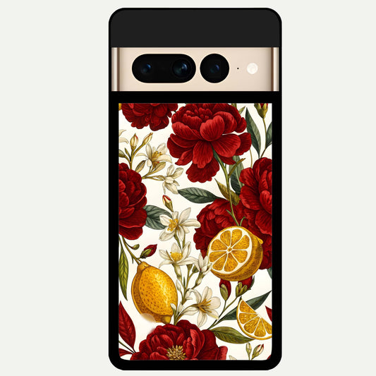  Lemon Rose Charm Glass Case For Google Pixel 7 Pro back cover – full design glossy printed glass finish