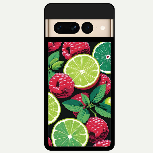  Lime and Raspberry Pattern Glass Case For Google Pixel 7 Pro back cover – full design glossy printed glass finish